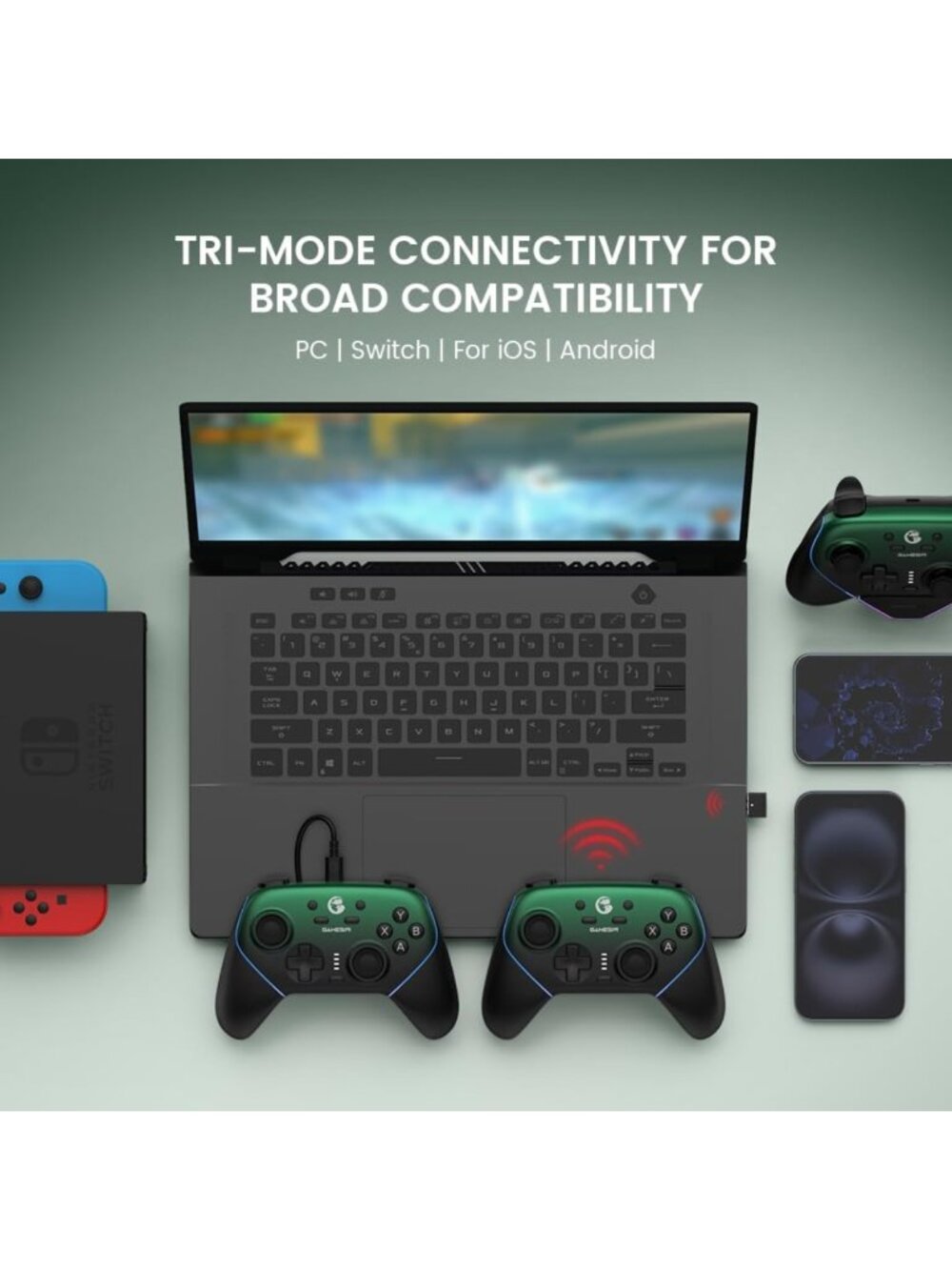 Wireless Gaming Controller for PC/Switch/iOS/Android, RGB Lighting, Hall Effect - Picture 2 of 8